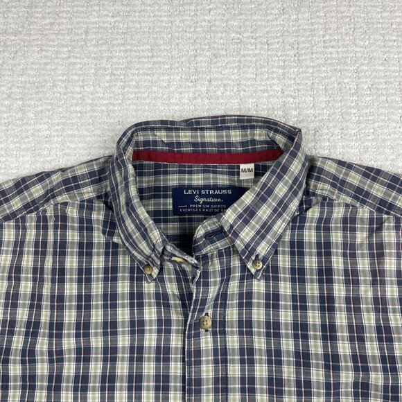 Levi Strauss Signature Premium Button Up Shirt Red / Blue / Green Plaid Men Sz M - Picture 2 of 16